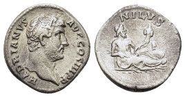 Hadrian (117-138). Replica of AR Denarius (16.5mm, 2.60g). Rome, 134-8. “Travel series” issue. Bare head r. R/ Nilus reclining r. on urn, holding reed...