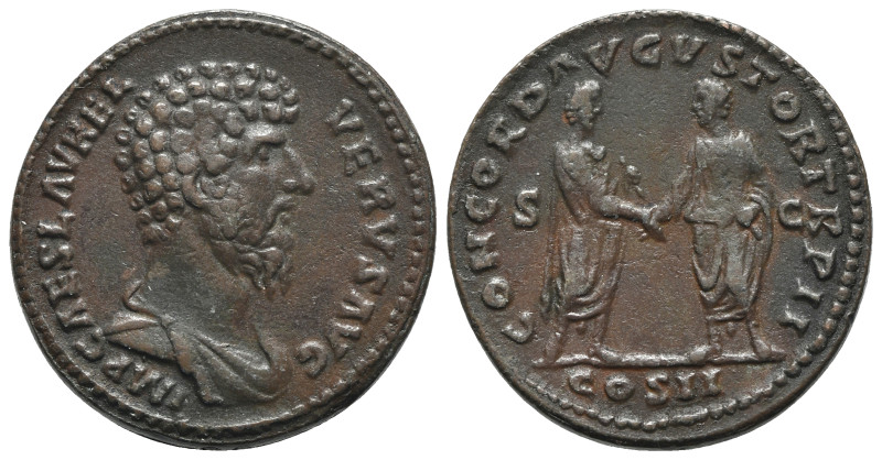 Lucius Verus (161-169). Replica of Æ Sestertius (33mm, 21.30g, 6h). Laureate hea...