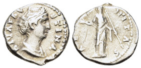 Diva Faustina Senior (died 140/1). Replica of AR Denarius (18mm, 3.30g). Rome. Draped bust r. R/ Juno standing l., raising hand and holding sceptre. C...