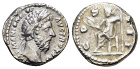 Marcus Aurelius (161-180). Replica of AR Denarius (18mm, 3.50g). Rome, 170-1. Laureate head r. R/ Jupiter seated l., holding thunderbolt and sceptre. ...