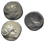 Euboia, Histiaia, lot of 2 AR Tetrobols. Lot sold as is, no return
