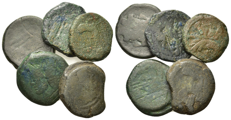 Lot of 5 Roman Republican Æ coins, to be catalog. Lot sold as is, no return.