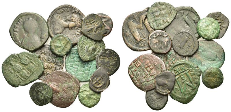 Lot of 14 Byzantine Æ coins, to be catalog. Lot sold as is, no return.