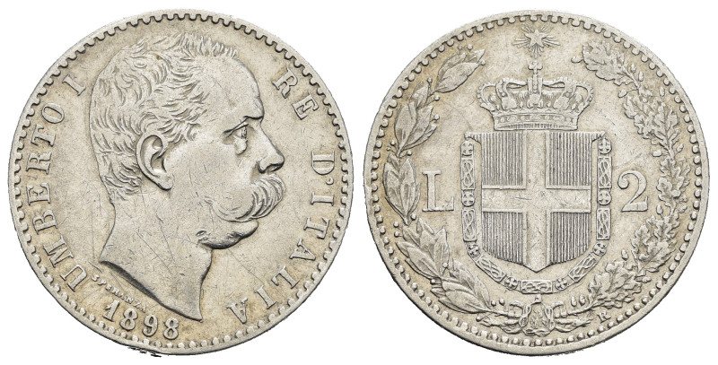 REGNO D’ITALIA. Umberto I (1878-1900). 2 lire 1898. Roma. Ag. BB (colpetti). Gig...