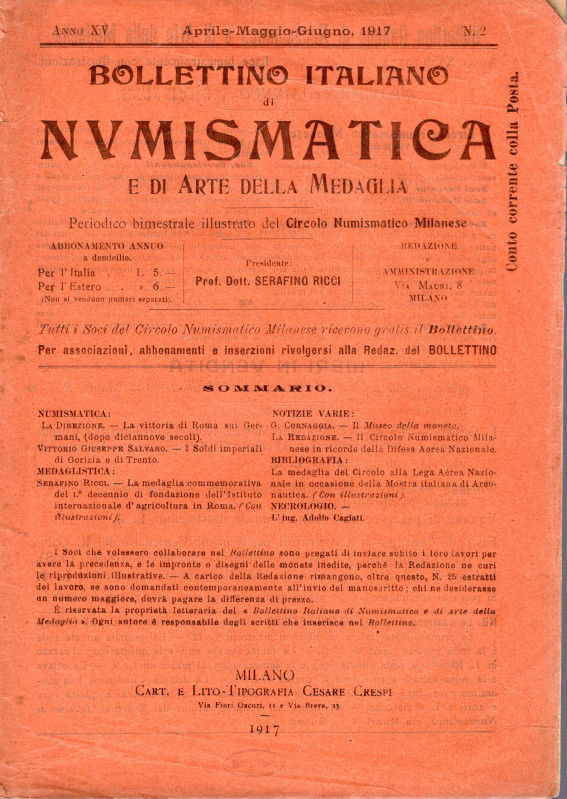 SALVARO V. - I soldi imperiali di Gorizia e di Trento. Milano, 1917. brossura ed...