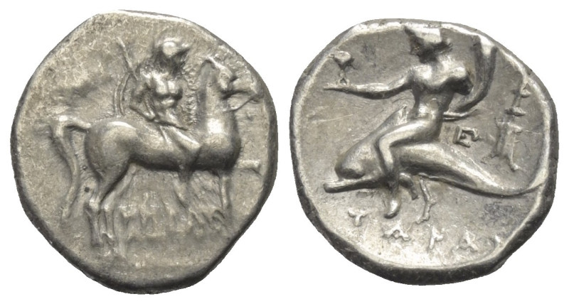 Kalabrien. Tarent.

 Didrachme oder Nomos (Silber). Ca. 272 - 240 v. Chr.
Vs:...