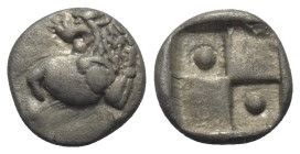 Thrakien. Thrakischer Chersones.

 Hemidrachme (Silber). Ca. 386 - 338 v. Chr.
Vs: Löwenvorderteil mit zurückgewandtem Kopf nach rechts.
Rs: Vierg...
