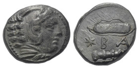 Königreich Makedonien. Alexander III. der Große (336 - 323 v. Chr.).

 Bronze. Ca. 325 - 310 v. Chr. Ungesicherte Münzstätte in Makedonien.
Vs: Kop...