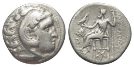 Königreich Makedonien. Alexander III. der Große (336 - 323 v. Chr.).

 Drachme (Silber). Ca. 301 - 297 v. Chr. Kolophon.
Vs: Kopf des jugendlichen ...