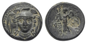 Seleukidisches Königreich. Antiochos I. Soter (281 - 261 v. Chr.).

 Bronze. Ca. 281 - 261 v. Chr. Smyrna oder Sardeis.
Vs: Kopf der Athena mit att...