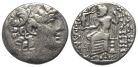 Seleukidisches Königreich. Philippos I. Philadelphos (95/4 - 76/5 v. Chr.).

 Tetradrachme (Silber). Nach 47 v. Chr. Antiochia am Orontes (Axios).
...
