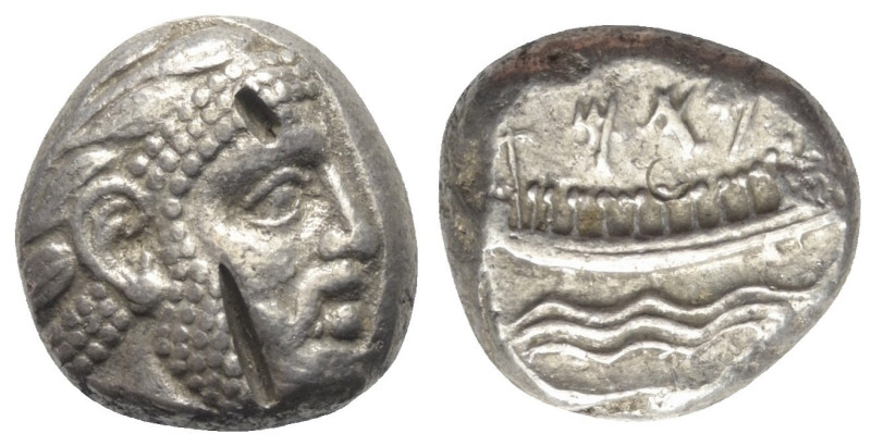 Phönikien. Arados.

 Stater (Silber). Ca. 348 - 339 v. Chr.
Vs: Kopf des bärt...