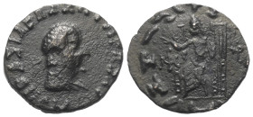 Griechische Könige in Baktrien. Hermaios (ca. 105 - 90 v. Chr.).

 Tetradrachme (Billon). Ungesicherte Münzstätte im östlichen Gandhara.
Vs: Drapie...