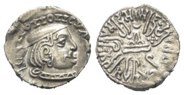Indo-Skytische Satrapen. Westliche Satrapen. Swami Rudrasena, Sohn des Swami Rudradaman (ca. 348 - 390 n. Chr.).

Drachme (Silber).
Vs: Büste mit S...