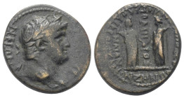 Phrygien. Laodikea am Lykos. Nero (54 - 68 n. Chr.).

 Bronze.
Auf die Homonoia mit Smyrna.

Vs: Kopf des Nero mit Lorbeerkranz rechts.
Rs: Die ...