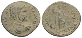Pisidien. Antiochia. Septimius Severus (193 - 211 n. Chr.).

 Bronze.
Vs: Büste Lorbeerkranz, Paludament und Panzer rechts.
Rs: Mên mit Nike und S...