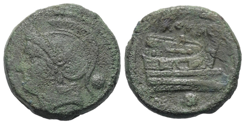 Anonyme Prägungen.

 Uncia (Bronze). 217 - 215 v. Chr. Rom.
Vs: Kopf der Roma...