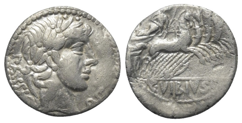 C. Vibius Pansa.

 Denar (Silber). 90 v. Chr. Rom.
Vs: PANSA. Kopf des Apollo...