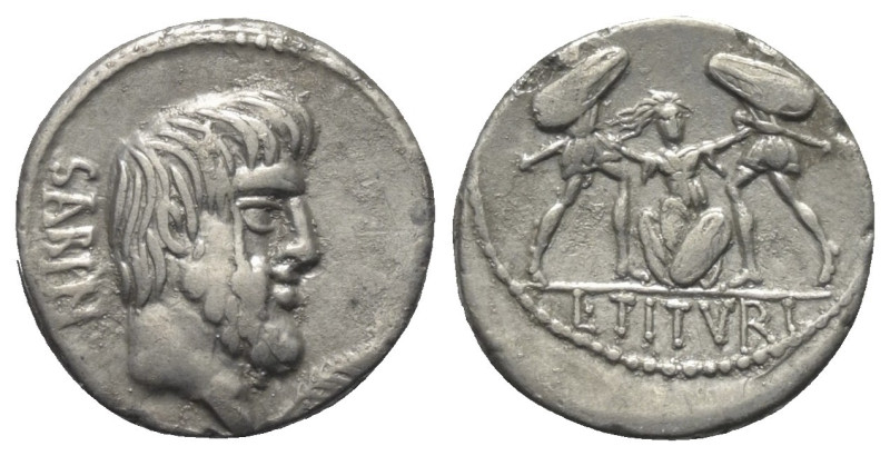 L. Titurius Sabinus.

 Denar (Silber). 89 v. Chr. Rom.
Vs: SABIN. Kopf des Sa...