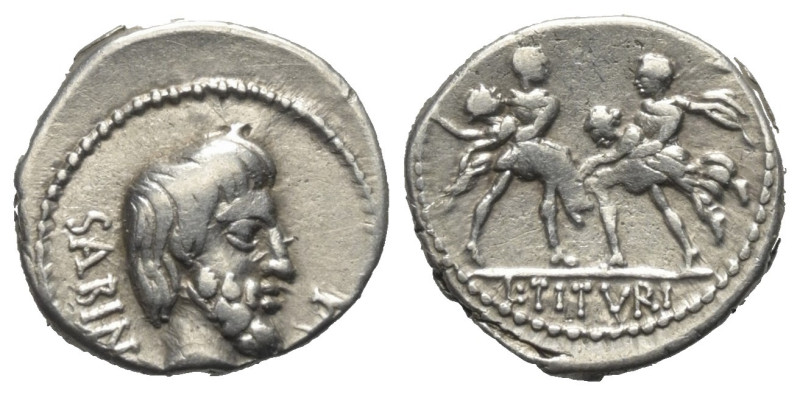 L. Titurius Sabinus.

 Denar (Silber). 89 v. Chr. Rom.
Vs: SABIN. Kopf des Kö...