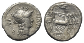 L. Sulla und L. Manlius Torquatus.

 Denar (Silber). 82 v. Chr. Feldmünzstätte des Sulla.
Vs: L MANLI PRO Q. Kopf der Roma mit geflügeltem Greifenk...