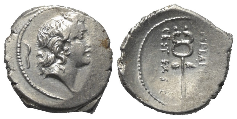 M. Plaetorius Cestianus.

 Denar (Silber). 69 v. Chr. Rom.
Vs: Männlicher Kop...