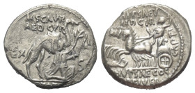 M. Scaurus und P. Hypsaeus.

 Denar (Silber). rzüglich. Rom.
Vs: M SCAVR / AED CVR / EX - S C / REX ARETAS. König Aretas mit Ölzweig nach rechts kn...