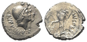 Mn. Cordius Rufus.

 Denar (Silber). 46 v. Chr. Rom.
Vs: RVFVS III VIR. Köpfe der Dioscuren mit Pilei rechts, darüber Sterne.
Rs: MN CORDIVS. Venu...
