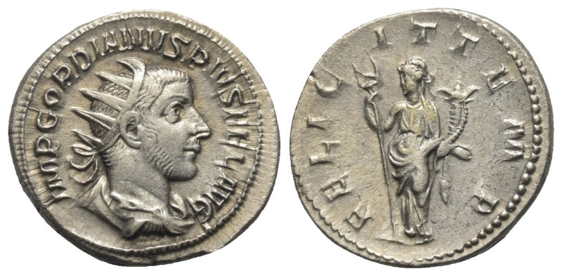 Gordianus III. (238 - 244 n. Chr.).

 Antoninian (Silber). 243 - 244 n. Chr. R...