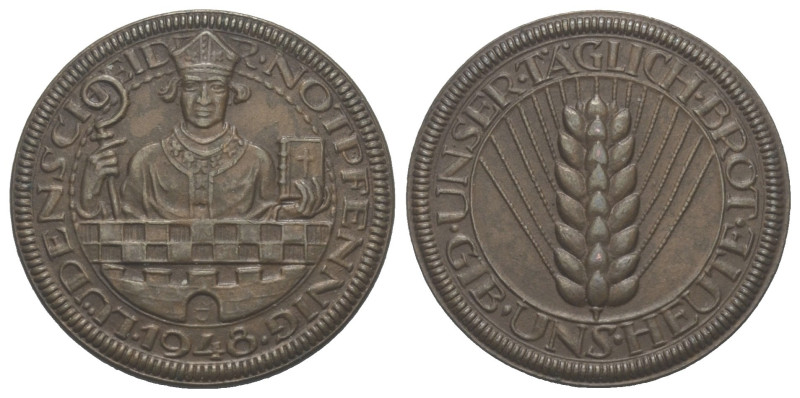 Städtenotmünzen. Lüdenscheid.

 Notpfennig (Bronze). 1948.
Vs: Stadtwappen. ...