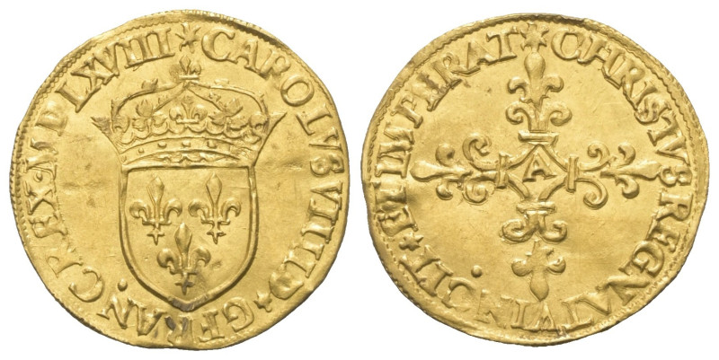 Frankreich. Königreich. Karl IX. (1560 - 1574).

 Ecu d'or au soleil (Gold). 1...