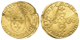 Frankreich. Königreich. Heinrich III. (1574 - 1589).

 Ecu d'or au soleil (Gold). 1578 M. Toulouse.
Vs: HENRICVS III D G M FRAN ET POL REX 1578. Be...