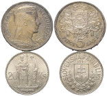 Europa - Lots.


Gemischt.
Letauen und Slowakei.

Lot (2 Stück, Silber): 5 Lati 1929 und 20 Kronen 1941.

Vorzüglich und besser.

Verkauft w...