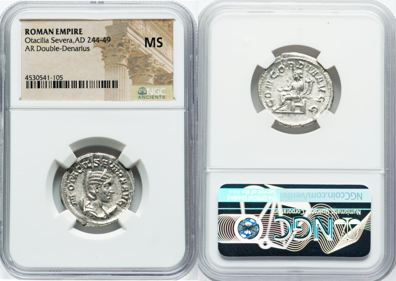 Otacilia Severa (AD 244-249). AR antoninianus (22mm, 6h). NGC MS. Rome. M OTACIL...