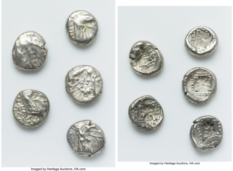 ANCIENT LOTS. Greek. Caria. Halicarnassus. Ca. 510-480 BC. Lot of five (5) AR he...