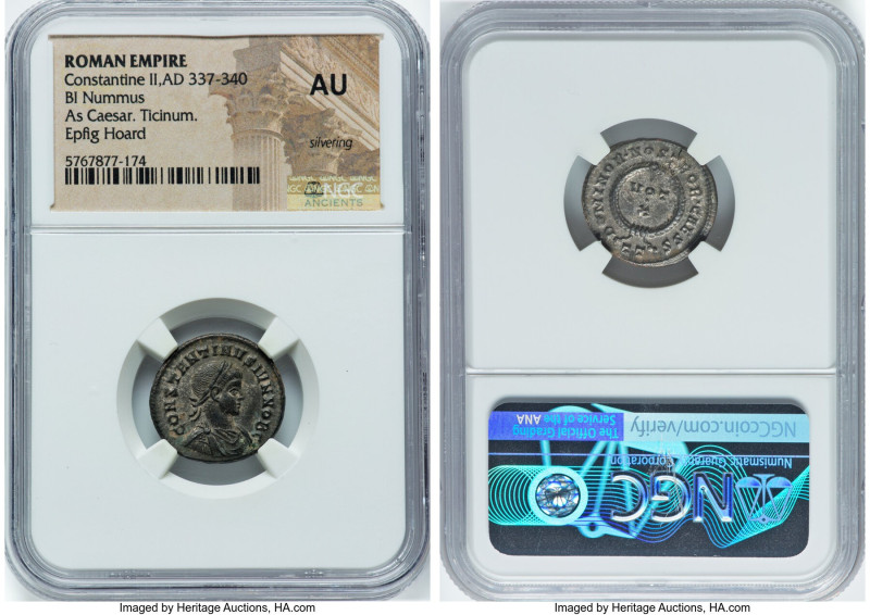 ANCIENT LOTS. Roman Imperial. Lot of five (5) BI nummi. NGC AU, Silvering. Inclu...