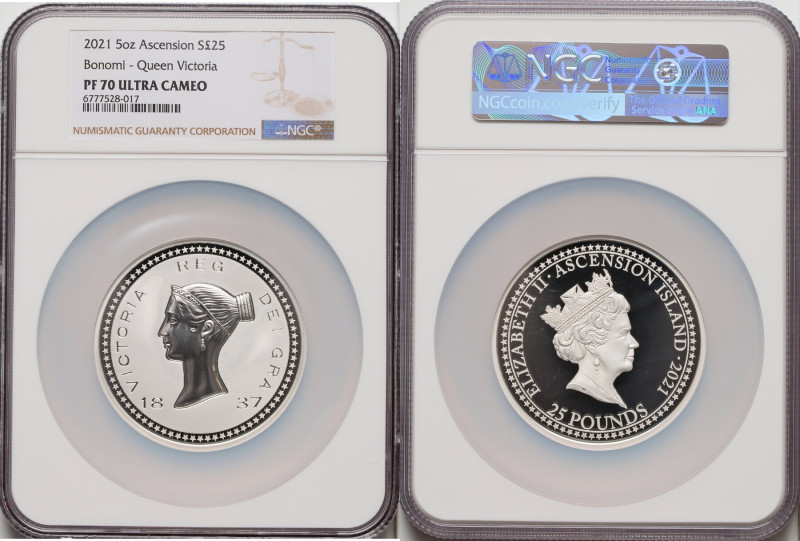 British Administration. Elizabeth II silver Proof "Bonomi Pattern - Victoria" 25...