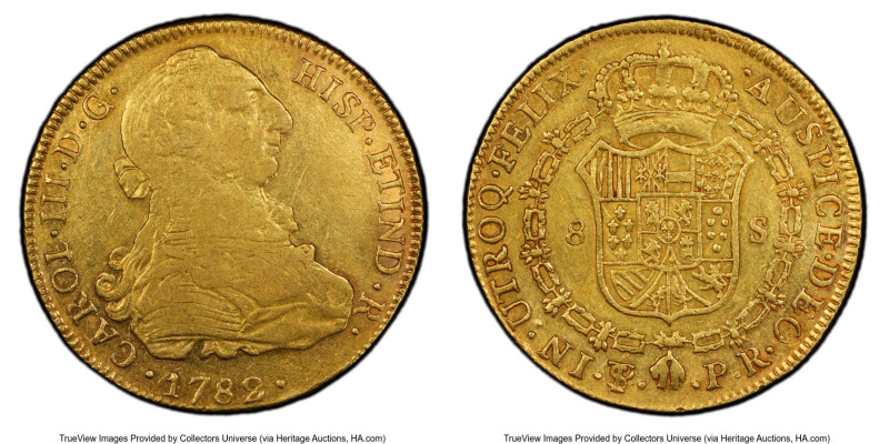 Charles III gold 8 Escudos 1782 PTS-PR XF40 PCGS, Potosi mint, KM59, Cal-2066. H...