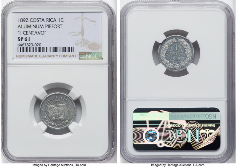 Republic aluminum Specimen Piefort Centavo 1892 SP61 NGC, KM-P5. 1 Centavo. HID0...