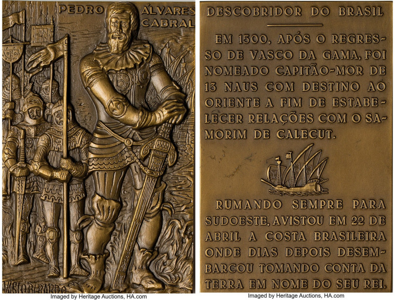 Republic "Pedro Alvares Cabral" bronze Plaque ND (c. 1980) UNC, 58x88mm. 186.1gm...