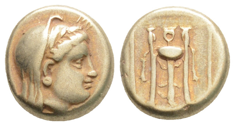 Greek, LESBOS, Mytilene. (Circa 377-326 BC) EL hekte (10.9mm, 2.53g)
Veiled hea...