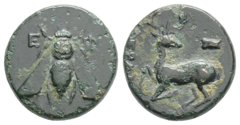 Greek Coins, IONIA. Ephesos. Ae (Circa 390-300 BC). Uncertain magistrate. 2 g. 1...