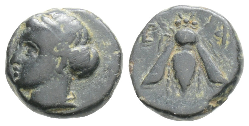 IONIA. Ephesos. Ae (Circa 375-325 BC). 1,4 g. 11 mm.
Obv: Female head (Artemis?...