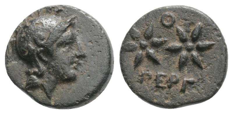 MYSIA. Pergamon. Ae (Circa 270/60-230/25 BC).0,88 g. 10,3 mm.
Obv: Helmeted hea...