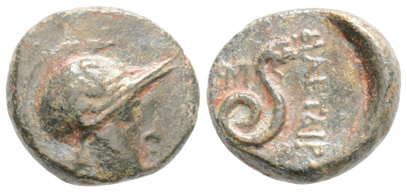 MYSIA. Pergamon. Attalos II Philadelphos (160-139 BC). Ae .
Head of Athena in A...