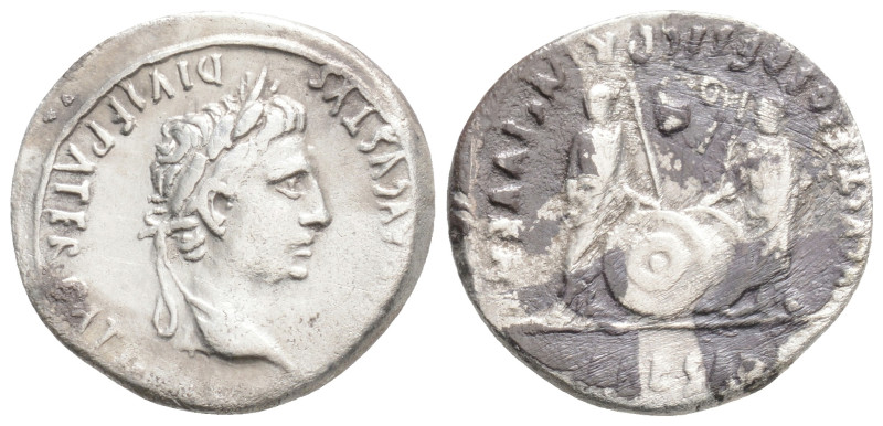 Roman Imperial, Augustus, (27 BC - AD 14). Lugdunum AR Denarius ( 19,1 mm 3,5 g ...