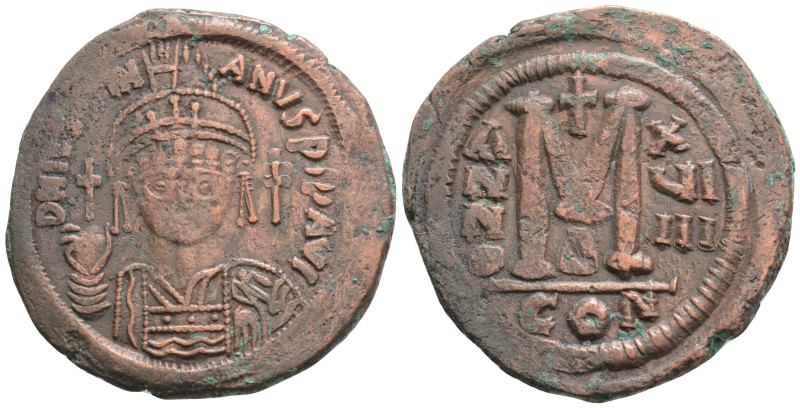 Byzantine Justinianus AD 527-565, (dated RY 22=AD 548/9). Nikomedia Follis Æ,19,...