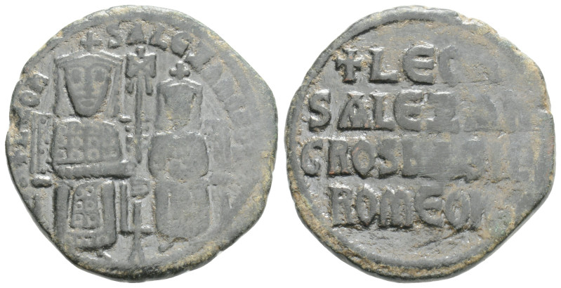 Byzantine, LEON VI. 886-912. AE-Follis 26,2 mm 8,6 g. Büste in Chlamys mit Kreuz...