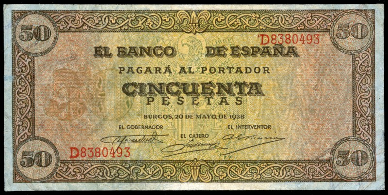 50 pesetas. 1938. Burgos. (Ed 2017-431a). (Ed 2002-D32a). 20 de mayo, por Giesec...