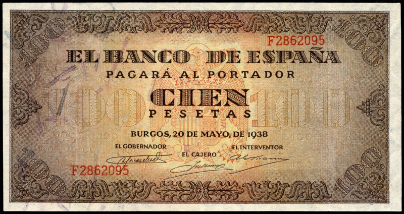 100 pesetas. 1938. Burgos. (Ed 2017-432a). (Ed 2002-D33a). 20 de mayo, por Giese...